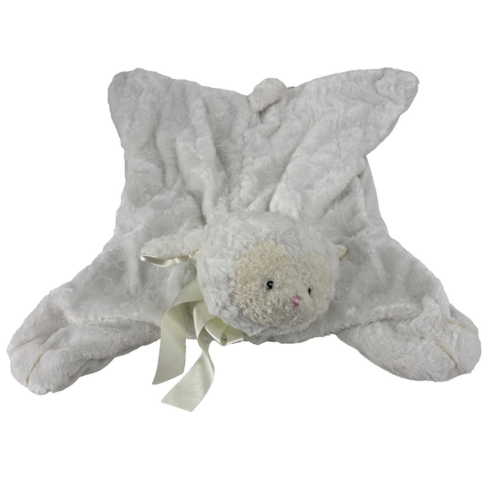 Baby GUND Lamb Comfy Cozy Cream Plush Satin Paws 22" Security Blanket 058478